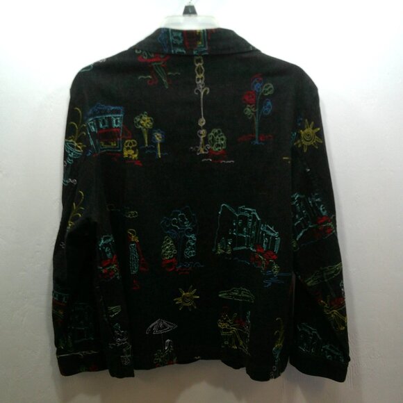 Draper's & Damons Vintage Embroidered Black Denim Lightweight Jacket Size PL - Picture 3 of 6